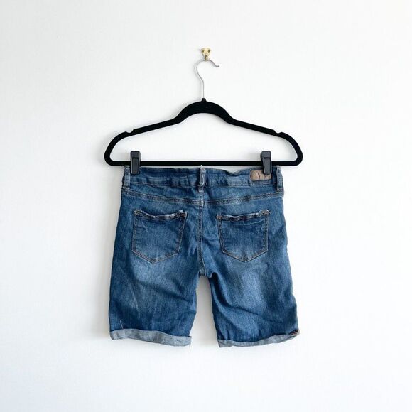 Garage grg denim Slim Shorts Blue Women's 7 Distressed Destroyed Stretchy - Picture 3 of 8